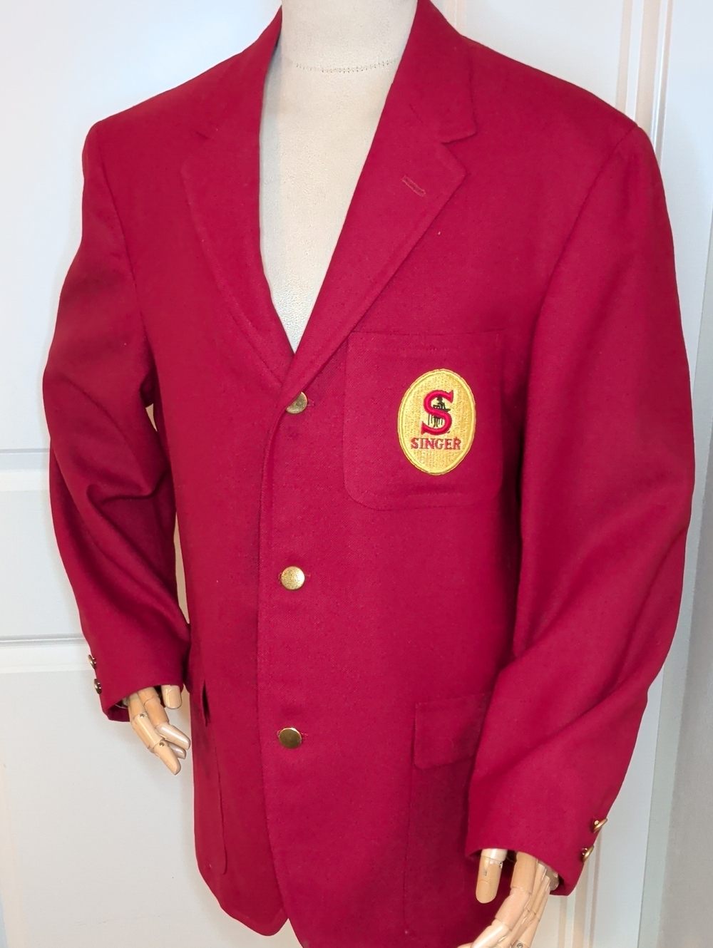 Vintage 60s Singer Sewing Machine Salesmen's Blazer Red Chas Creed